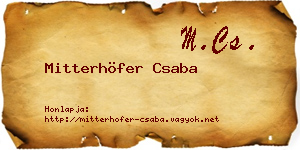 Mitterhöfer Csaba névjegykártya